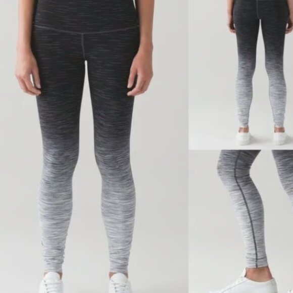 Lululemon Wunder Under Hi Rise Ombre Melange 31" Sz 4 Space Dye Black Deep Coal - Picture 1 of 7
